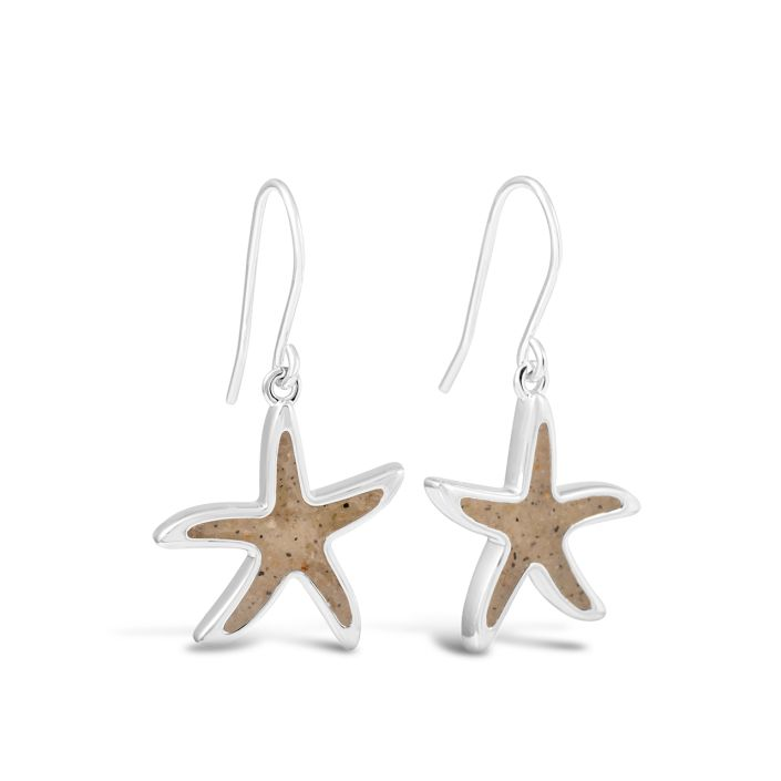 Dune - Sterling Silver - Silver Starfish Drop Earrings