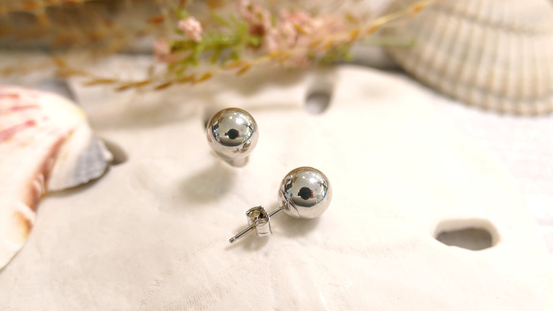 14k White Gold 7mm Ball Stud Earrings