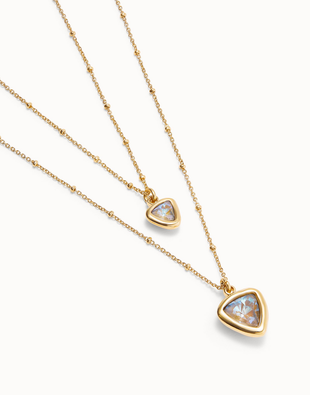 Uno de 50 - - 18K Gold Plated Double Chain - Multicolor Triangular Crystal Necklace 41-54cm