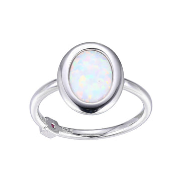 Elle - Sterling Silver - Opal Oval Ring (Size 7)