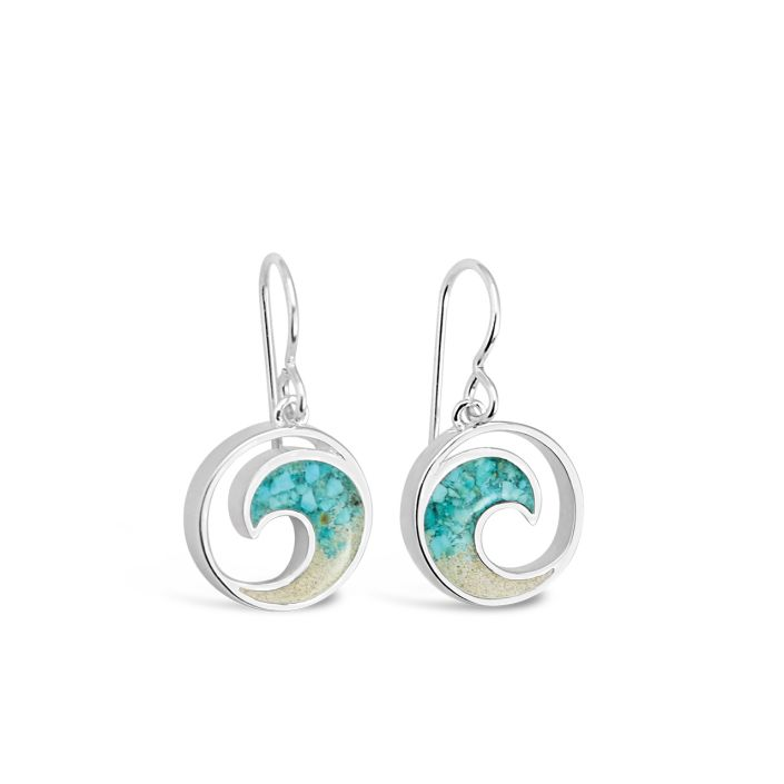 Dune - Sterling Silver - Turquoise Gradient Wave Drop Earrings