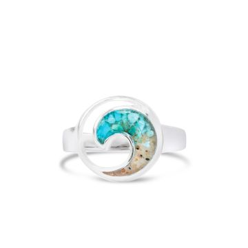 Dune - Sterling Silver - Wave Turquoise Gradient Round Ocean City Beach Sand Ring 9