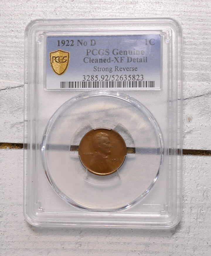 1922 NO D PENNY CLEANED XF DETAILS