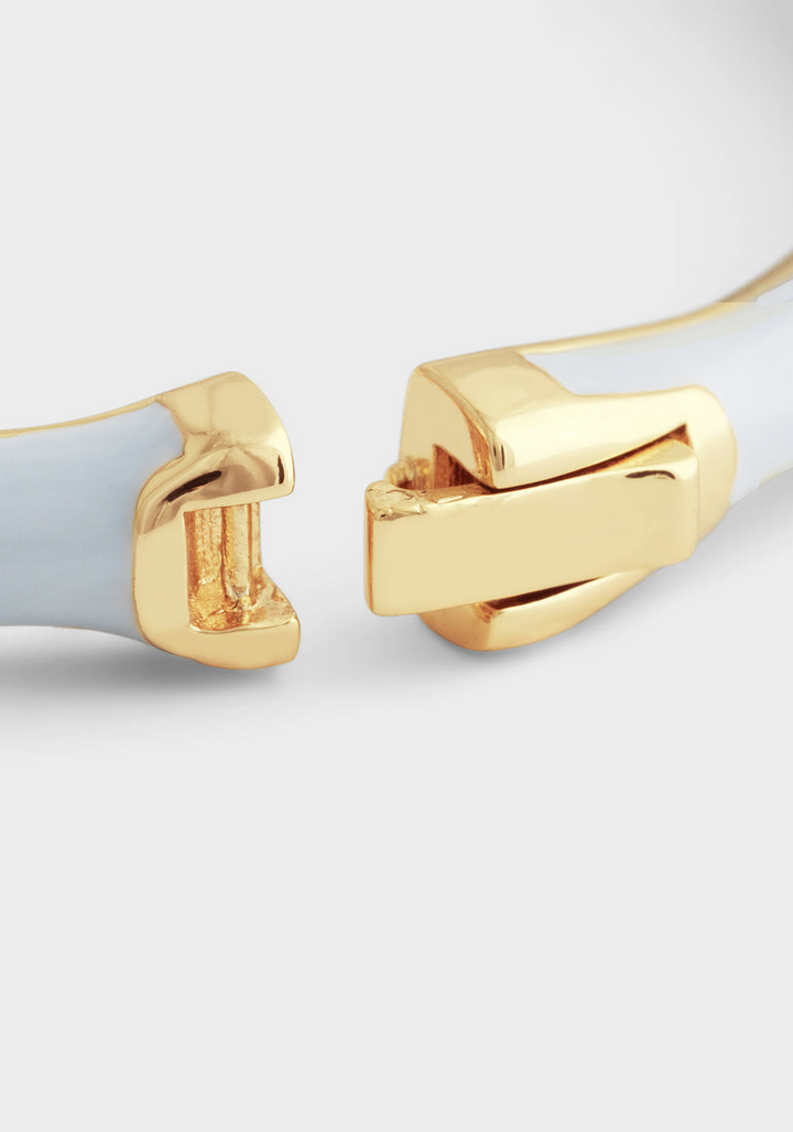 Anabel Arum - Brass - 18K Gold Plated Pale Blue - Hinged Enamel Bangle Bamboo Bracelet