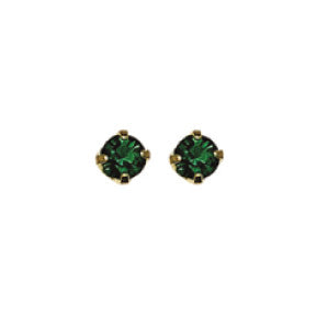 24K GP 3MM EMERALD PRONG- MAY