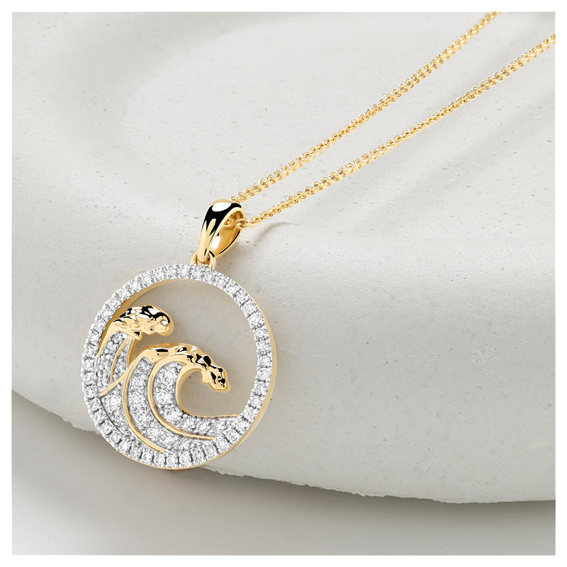 14kt Gold Lab Diamond Wave Nec