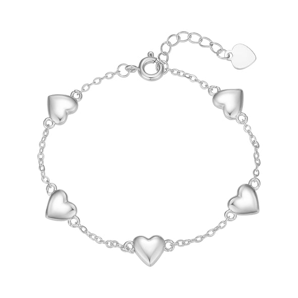 Puffed Heart Bracelet Silver