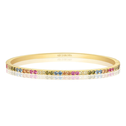 Sif Jakobs - Sterling Silver - 18K Gold Plated "Ellisse" 3mm Cubic Zirconia Bangle Bracelet
