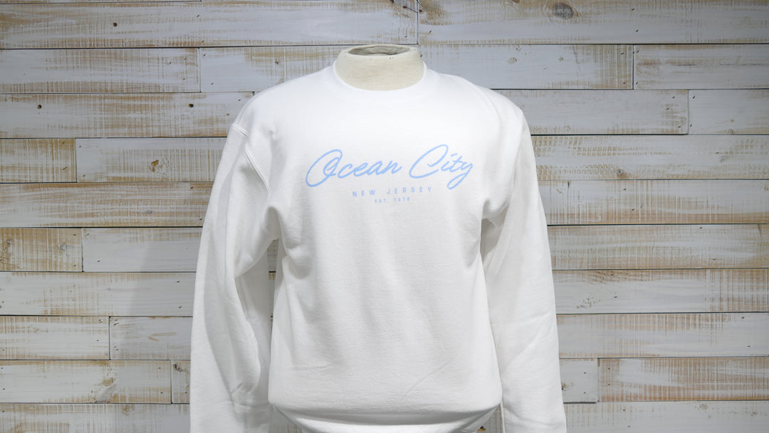 CHAMPION-Long sleeve Ocean City Fleece Crewneck sweater-white