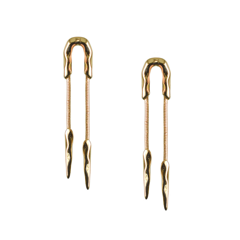 Adriana Pappas - Stainless Steel - Gold Filled "Molten Metal" Dangle Earrings