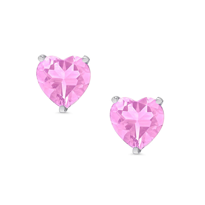 HEART CZ STUD EARRINGS PINK