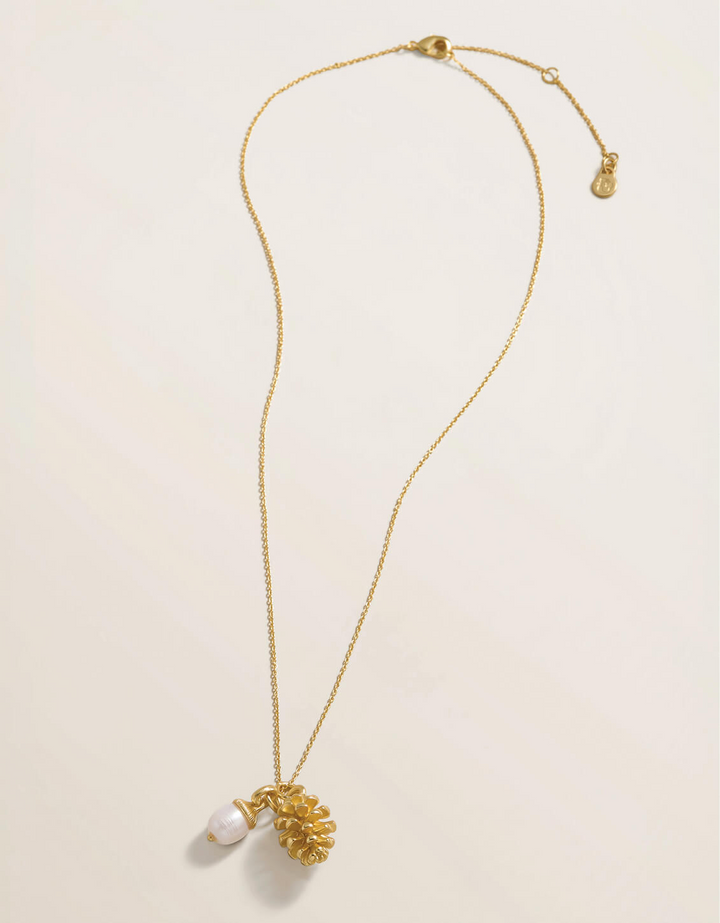 Spartina - - Gold Plated Pinecone Freshwater Pearl Necklace 17" + 2