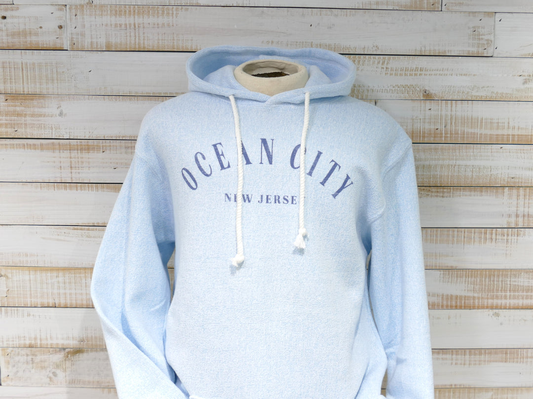 Ocean City Classics - Long Sleeve Hooded Adult Sweatshirt - Light Blue