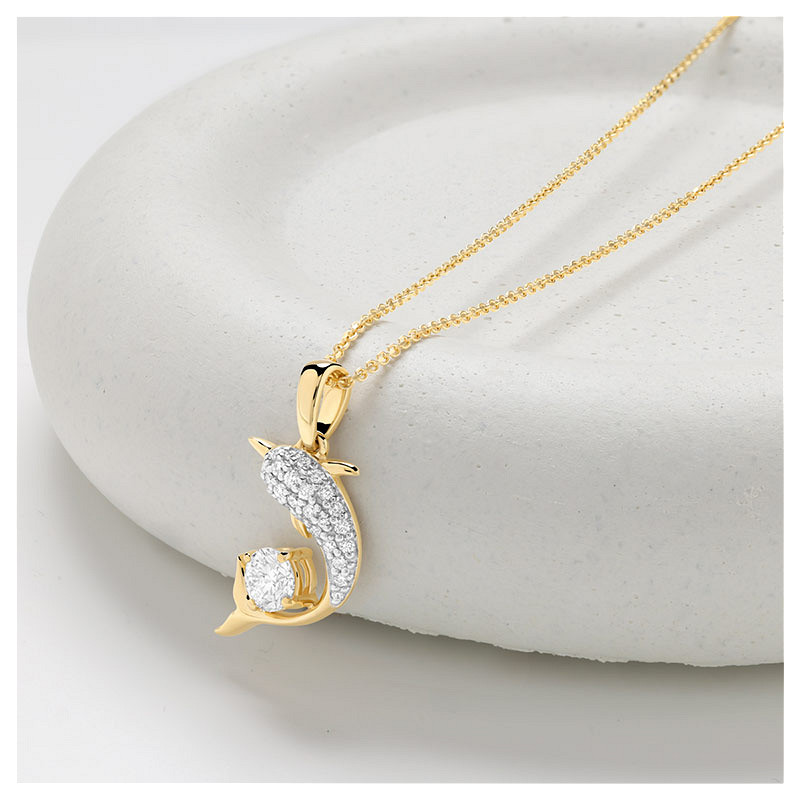 14kt Gold Lab Diamond Dolphin