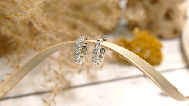 14k White Gold .51ct Diamonds Huggie Earrings