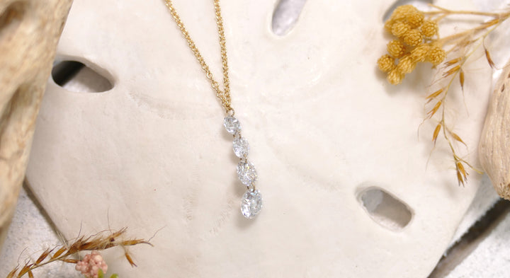 14k Yellow Gold Drilled Round 1 CTTW Lab Diamond Pendant