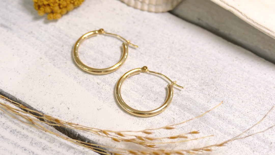 14k Yellow Gold Polished Hoop Earrings