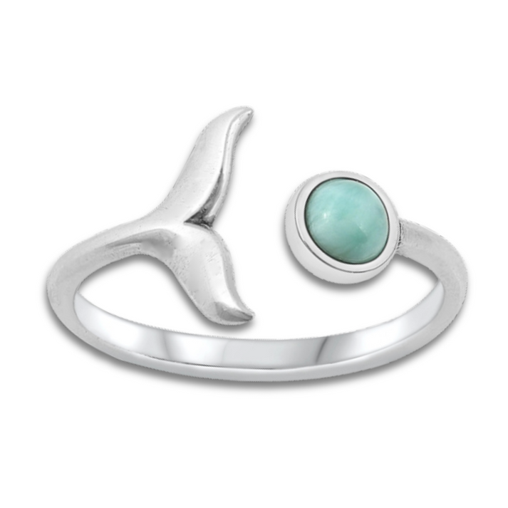 SS Whale Tail Larimar Ring 8