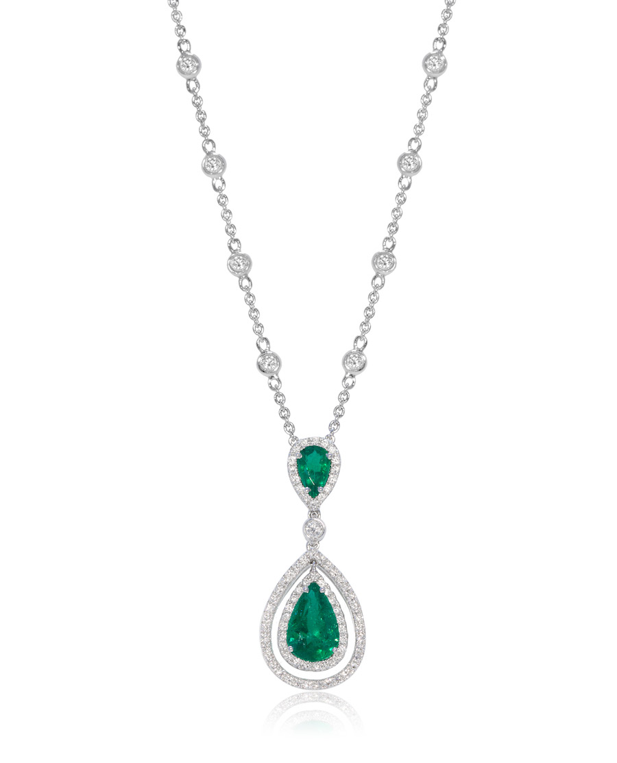 18k White Gold 0.95ct Emerald Pendant