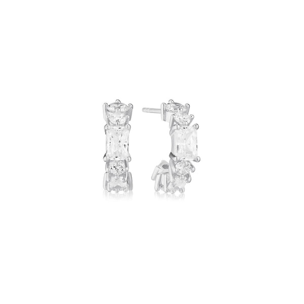 Sif Jakobs - Sterling Silver - "Ivrea Creolo Piccolo" Cubic Zirconia Hoop Earrings