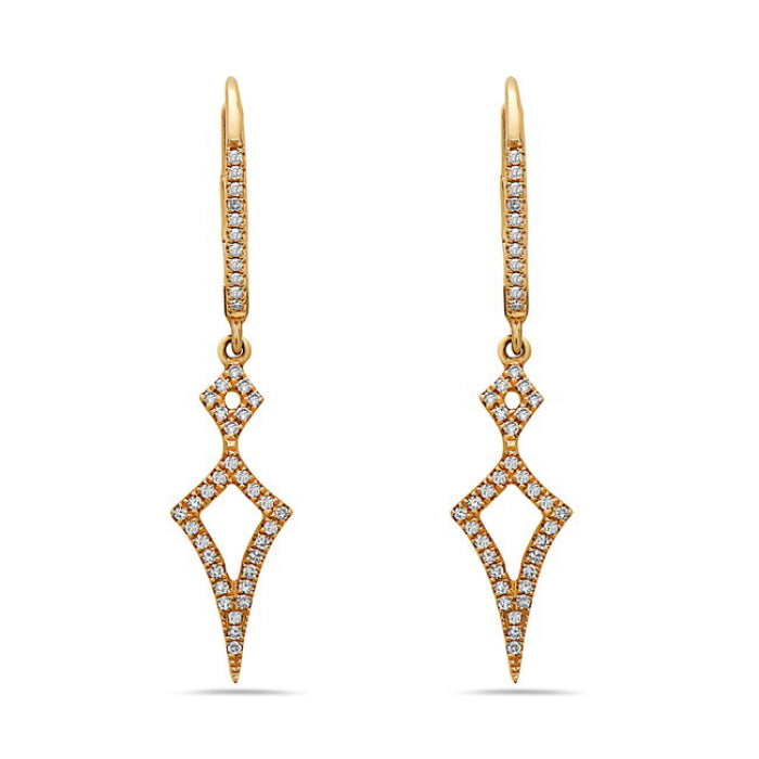 14k Yellow Gold 0.17ct Diamonds Kite Dangle Earrings