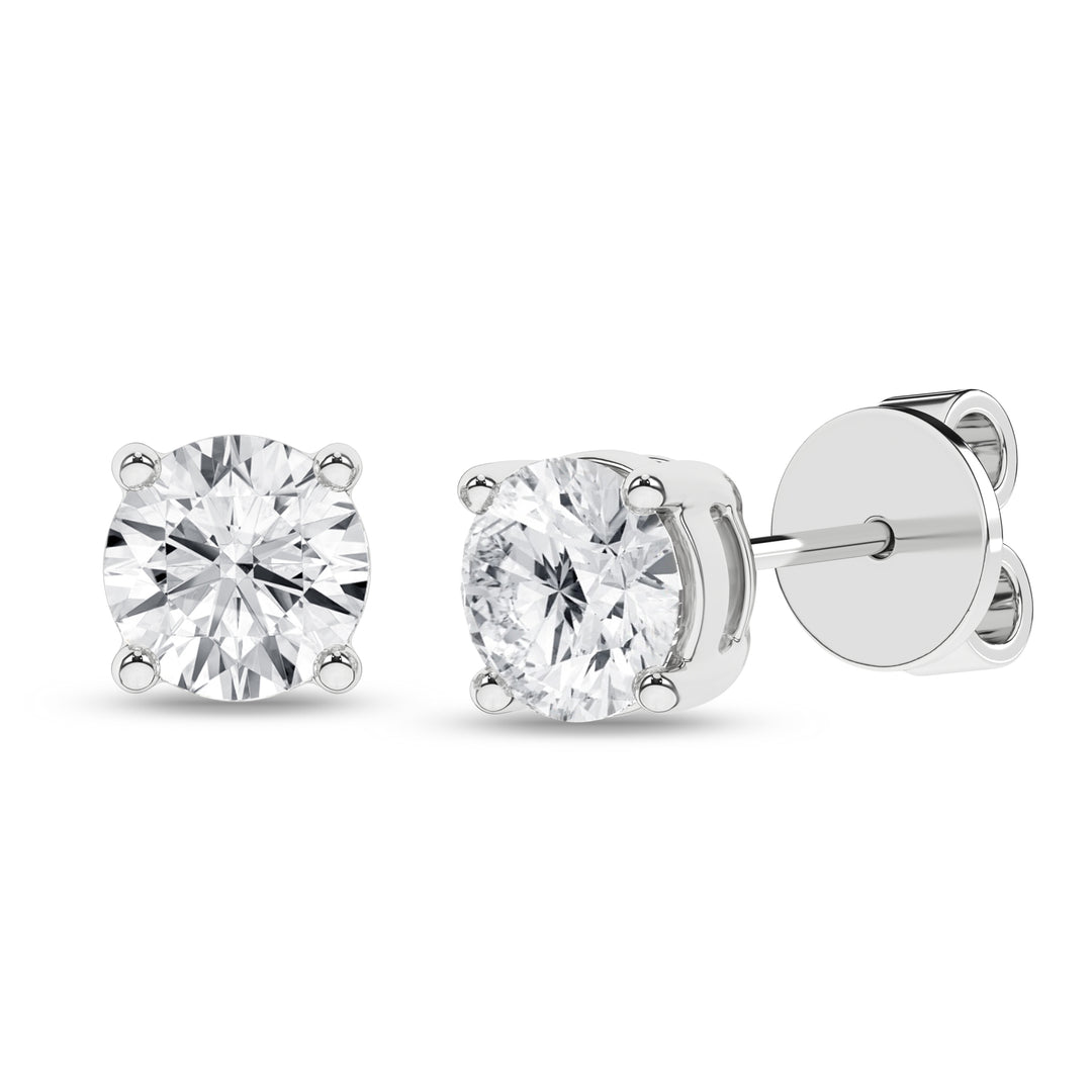 14k White Gold 1ctw Lab Grown Diamond Solitaire Stud Earrings
