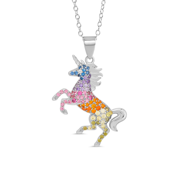 Rainbow CZ Unicorn Necklace -
