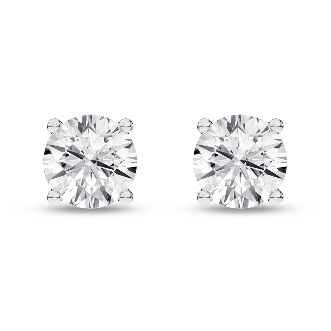 14k White Gold 0.75ctw Lab Grown Diamond Round Stud Solitaire Earrings