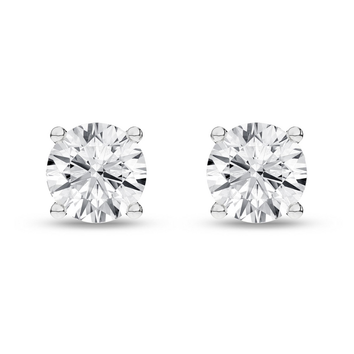 14k White Gold 0.75ctw Lab Grown Diamond Round Stud Solitaire Earrings