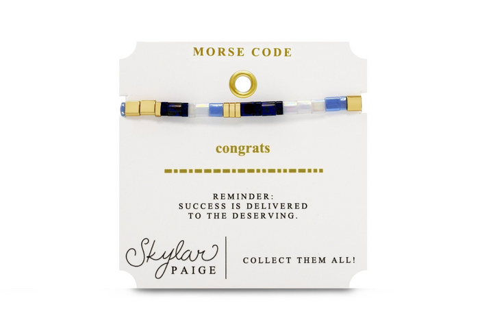 Stia Couture - - Gold "Congrats" Tila Bead Stretch Bracelet