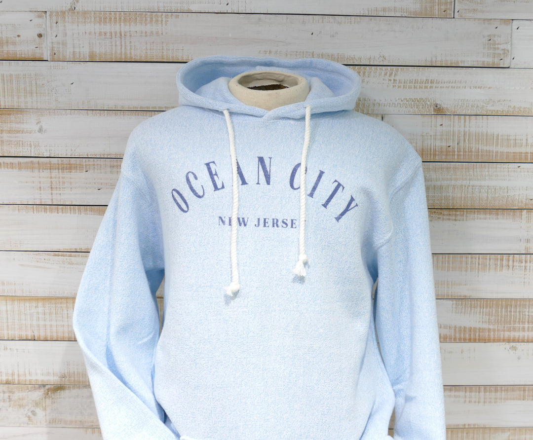 Ocean City Classics - Long Sleeve Hooded Fleece Adult Sweatshirt - Light Blue