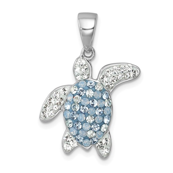 Sterling Silver Crystal Turtle Pendant