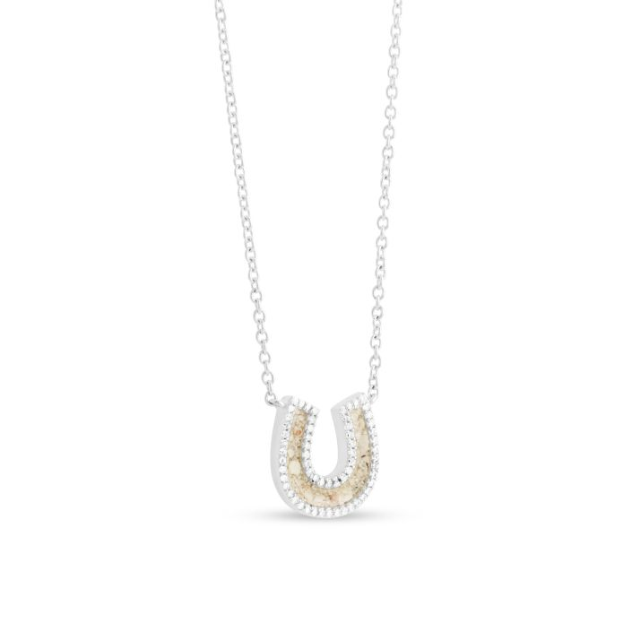 Dune - Sterling Silver - Silver Horseshoe White Topaz Ocean City Beach Sand Necklace
