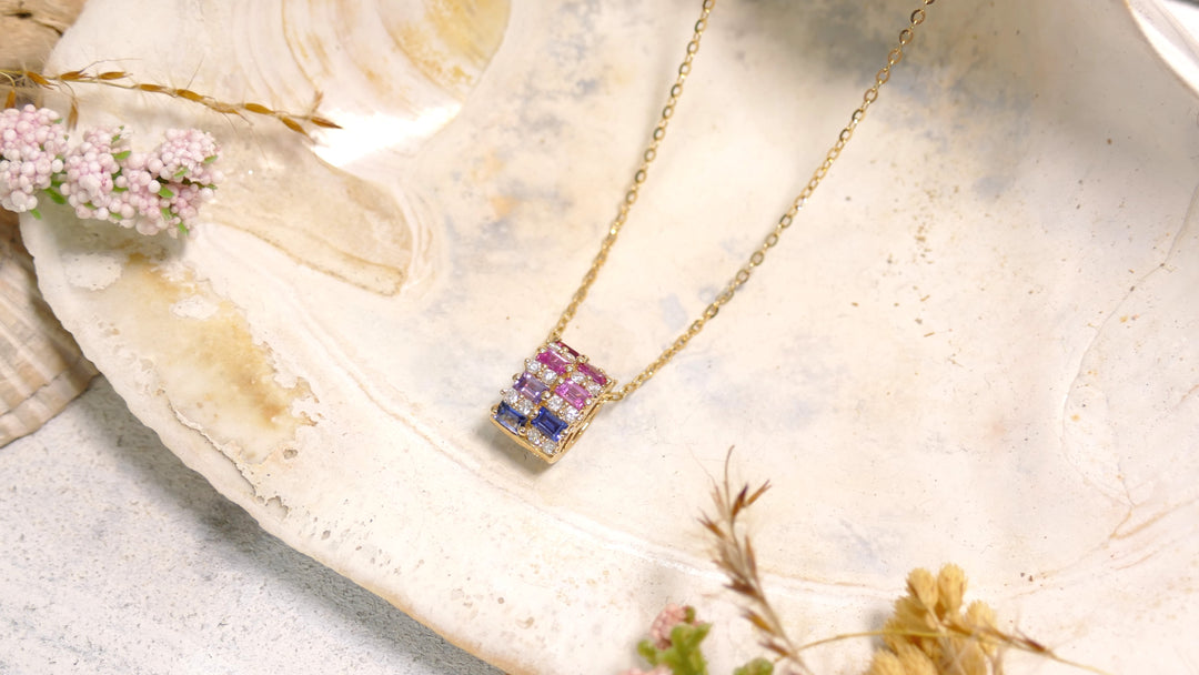 14k Yellow Gold Diamond 0.18ct - Multi Stone 0.63ct - Necklace
