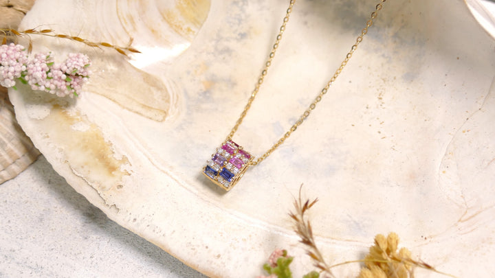 14k Yellow Gold Diamond 0.18ct - Multi Stone 0.63ct - Necklace