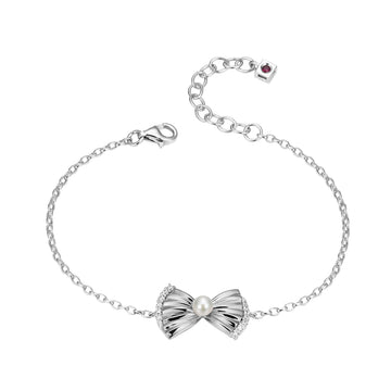 SS RHOD BRAC CZ BOW CENTER WHT