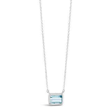 Dune - Sterling Silver - 5mm x 8mm cut Baguette Aquamarine Necklace 16-20" (adjustable)