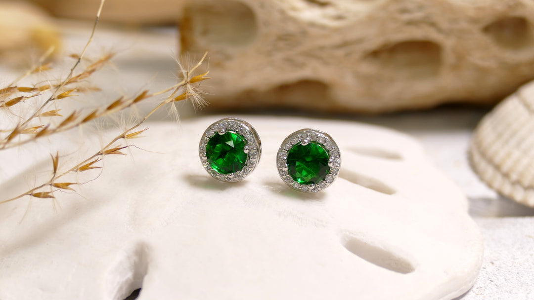 925 Sterling Silver Sim Emerald CZ Earring