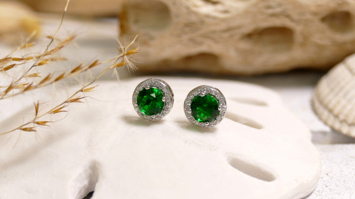 925 Sterling Silver Sim Emerald CZ Earring