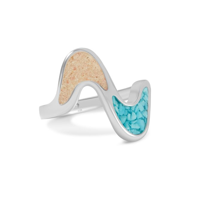 Dune - Sterling Silver - "Sound Wave" Turquoise Ocean City Beach Sand Ring (Size 9)