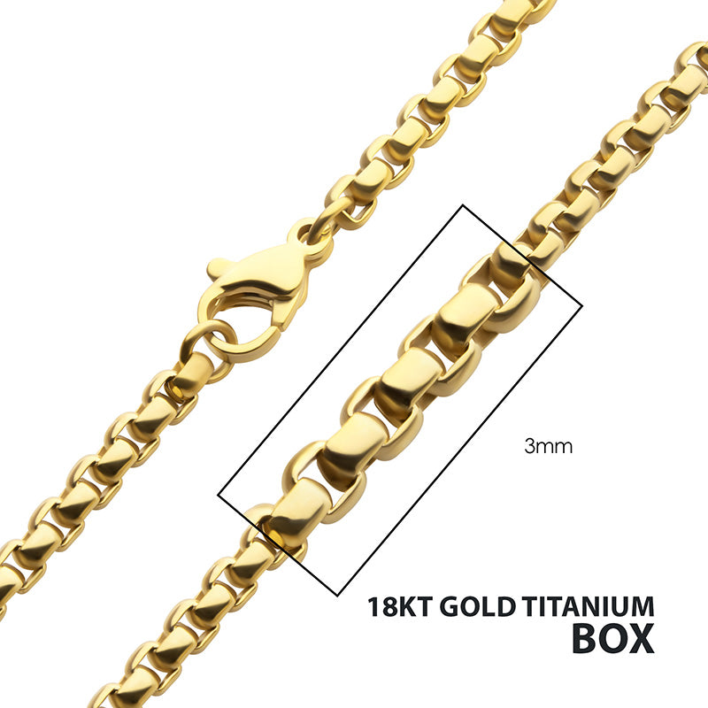 3mm 18Kt Gold IP Titanium Box