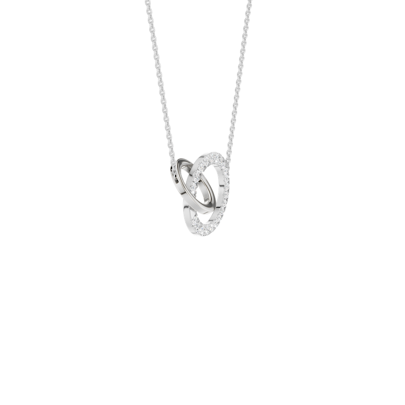 14k White Gold Interlinked Circle Round 0.62ctw Lab Diamond Necklace