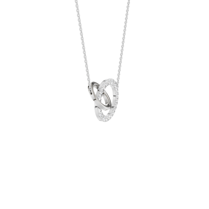 14k White Gold Interlinked Circle Round 0.62ctw Lab Diamond Necklace