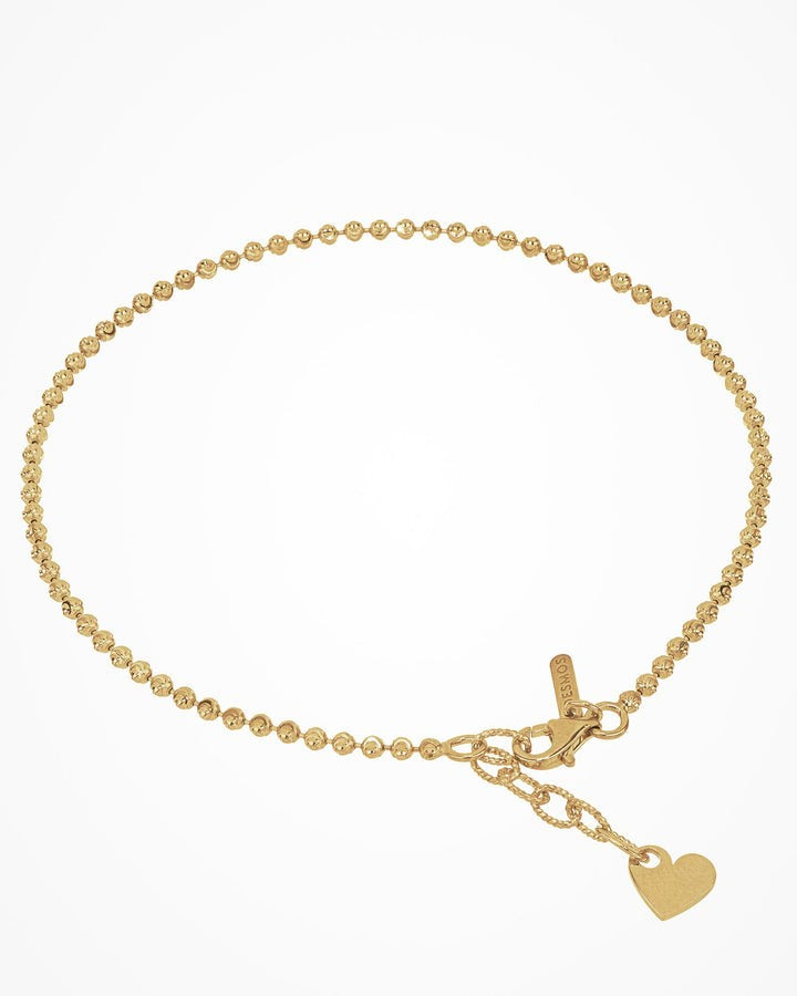 Desmos - Sterling Silver - Gold Moon Cut - Moon Design Bead Anklet 9"