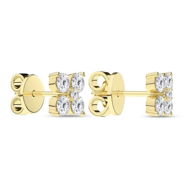 14k Yellow Gold 1ctw Lab Grown Diamond Stud Flower Petals Earrings