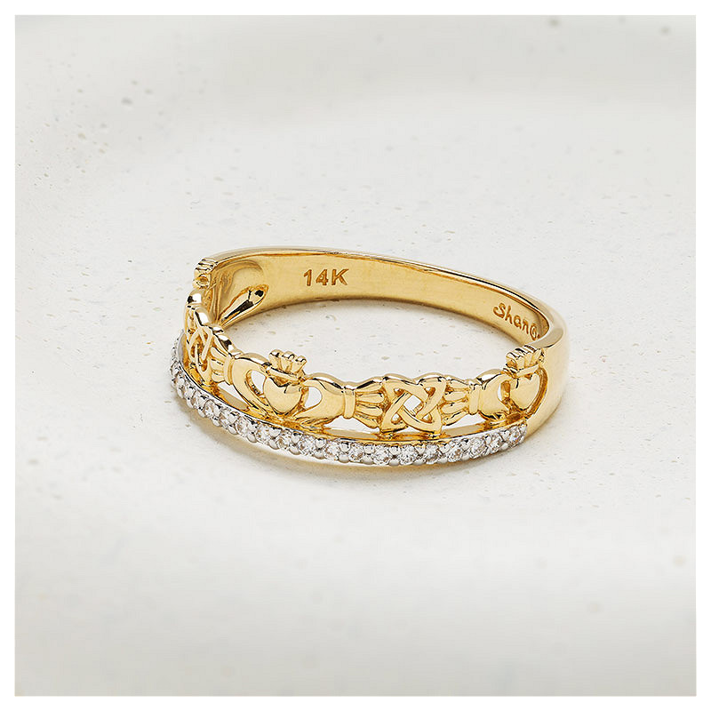 14kt Gold Lab Diamond Claddagh