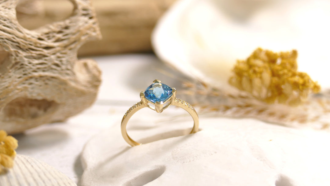 14K Yellow Gold BT 1.02ct & Dia 0.03ct Topaz Ring (Size 6.5)