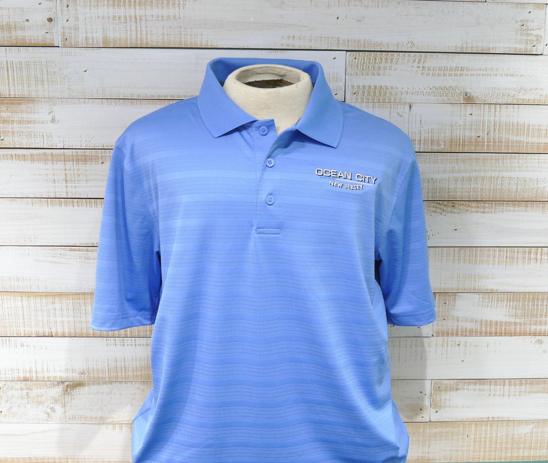 CHAMPION - Short Sleeve Textured Men Polo Shirt - Light Blue