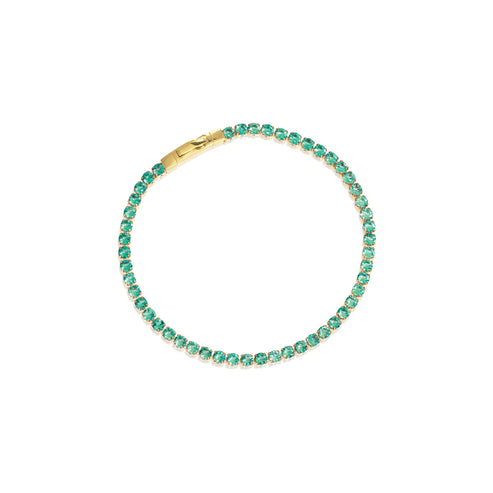 Sif Jakobs - Sterling Silver - 18K Gold Plated "Ellera Grande" Turquoise 3mm Turquoise Tennis Bracelet (17cm/6.69")