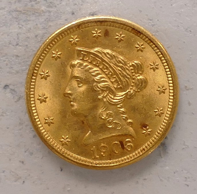 US 1906 QUARTER EAGLEPHILLY MINT RAW